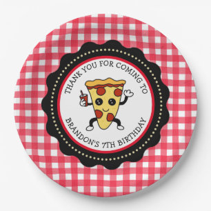 Gepersonaliseerde Pizza Party Verjaardagspapier Bo Papieren Bordje