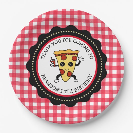 Gepersonaliseerde Pizza Party Verjaardagspapier Bo Papieren Bordje (Voorkant)