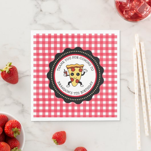 Gepersonaliseerde Pizza Party Verjaardagspapier Servet (Insitu)