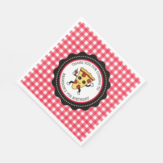 Gepersonaliseerde Pizza Party Verjaardagspapier Servet (Hoek)