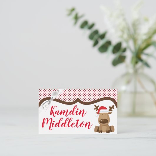 Gepersonaliseerde Plaatskaarten Rendier Kerstmis X Plaatskaartje (Staand voorkant)