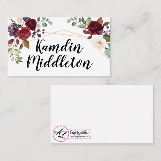 Gepersonaliseerde plaatskaarten Witte rozen Gold G Plaatskaartje (Voorkant / Achterkant)