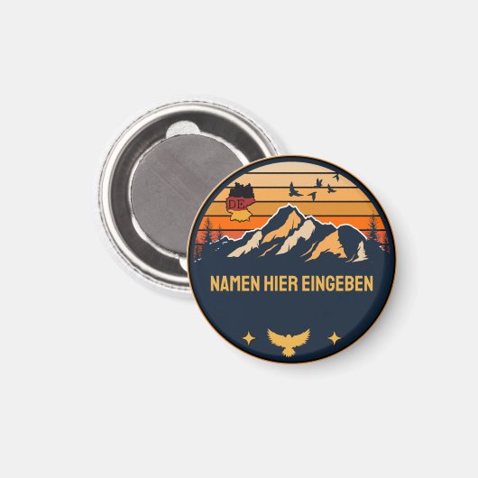 Gepersonaliseerde plaatsnaam Duitsland Rond design Magneet (Voorkant / Achterkant)