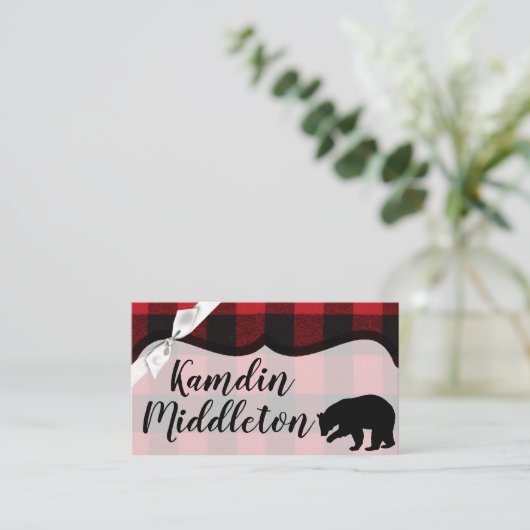 Gepersonaliseerde Place Cards Red Buffalo Plaid Be Plaatskaartje (Staand voorkant)