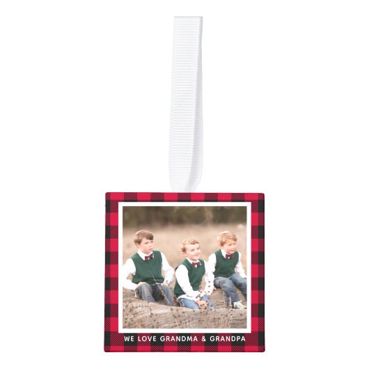 Gepersonaliseerde Plaid 4 Foto Kerst Grootouders Decoratie (Voorkant)