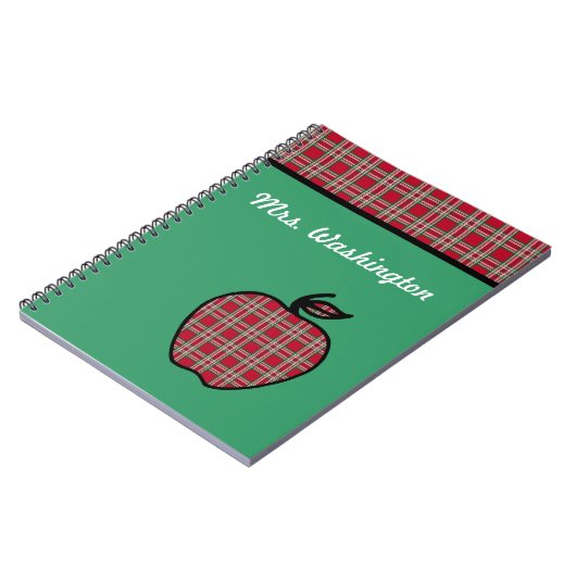 Gepersonaliseerde Plaid Apple Notitieboek (Linkerzijde)