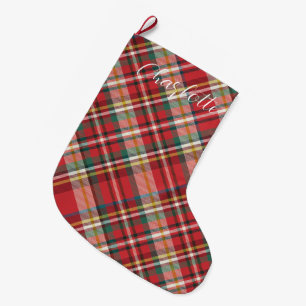 Gepersonaliseerde Plaid Boerderij Script Red Custo Grote Kerstsok
