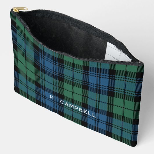 Gepersonaliseerde Plaid Campbell Green Blue Tartan Etui (Open)