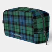 Gepersonaliseerde Plaid Campbell Green Blue Tartan Toilettasje (Rechterhoek)