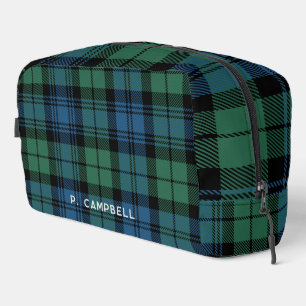Gepersonaliseerde Plaid Campbell Green Blue Tartan Toilettasje