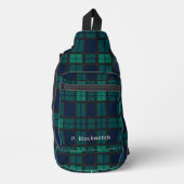Gepersonaliseerde Plaid Clan Zwart horloge Tartan  Sling Bag (Voorkant)