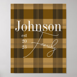 Gepersonaliseerde Plaid familienaam Bruin Poster