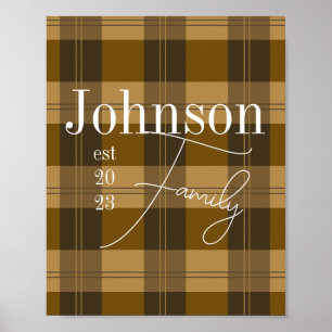 Gepersonaliseerde Plaid familienaam Bruin Poster