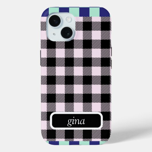 Gepersonaliseerde Plaid Gingham Case-Mate iPhone Case (Achterkant)