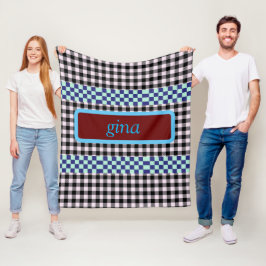 Gepersonaliseerde Plaid Gingham Fleece Deken