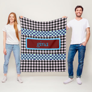 Gepersonaliseerde Plaid Gingham Fleece Deken