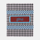 Gepersonaliseerde Plaid Gingham Fleece Deken (Voorkant)