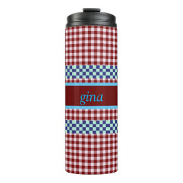 Gepersonaliseerde Plaid Gingham Thermosbeker