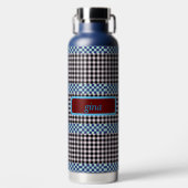 Gepersonaliseerde Plaid Gingham Waterfles (Voorkant)