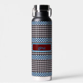 Gepersonaliseerde Plaid Gingham Waterfles (Voorkant)
