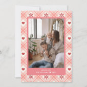 Gepersonaliseerde Plaid Heart Snowflake Foto Feestdagenkaart (Voorkant)