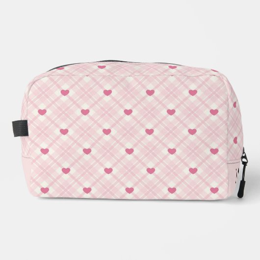 Gepersonaliseerde Plaid Hearts Toilettasje (Voorkant)