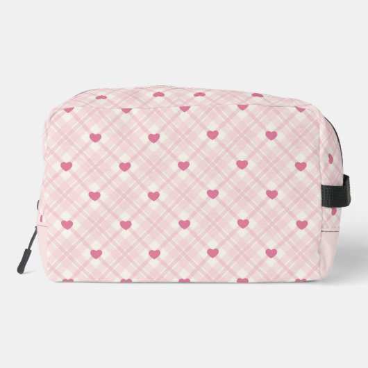 Gepersonaliseerde Plaid Hearts Toilettasje (Achterkant)