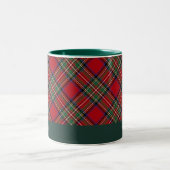 Gepersonaliseerde Plaid Holiday Rustic Stewart Tar Tweekleurige Koffiemok (Center)