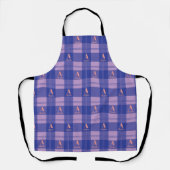 Gepersonaliseerde Plaid Paarse Monogram Patroon Schort (Voorkant)