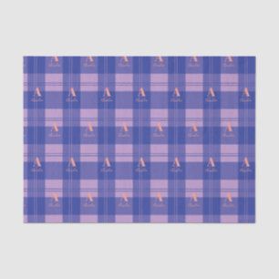Gepersonaliseerde Plaid Paarse Monogram Patroon Tissuepapier
