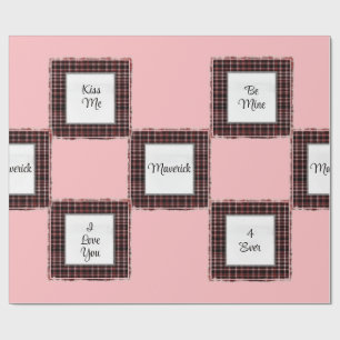 Gepersonaliseerde Plaid Pink Brown Matched Valenti Cadeaupapier