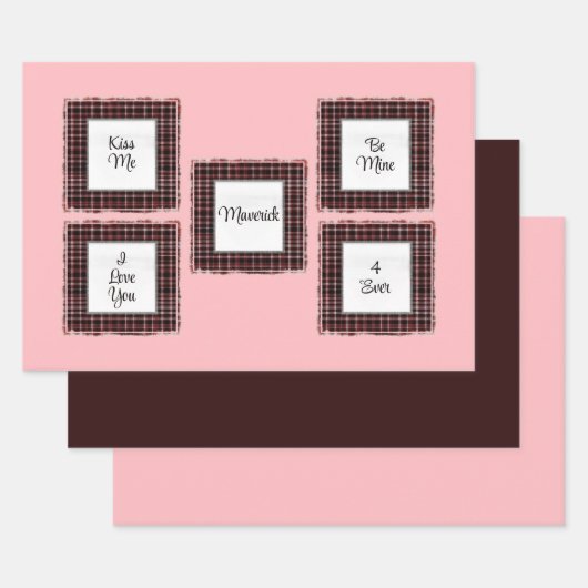 Gepersonaliseerde Plaid Pink Brown Matched Valenti Inpakpapier Vel (Set)