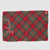 Gepersonaliseerde Plaid Red Green Rustic Stewart T Golfhanddoek (Horizontaal)
