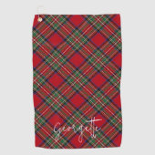 Gepersonaliseerde Plaid Red Green Rustic Stewart T Golfhanddoek (Voorkant)