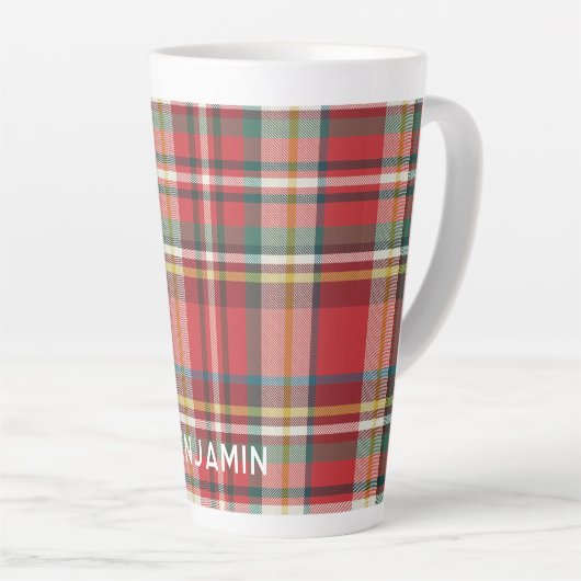 Gepersonaliseerde Plaid Rustieke Kerstvakantie fam Latte Mok (Rechterhoek)