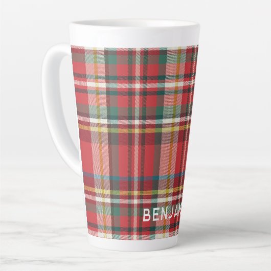 Gepersonaliseerde Plaid Rustieke Kerstvakantie fam Latte Mok (Linkerhoek)