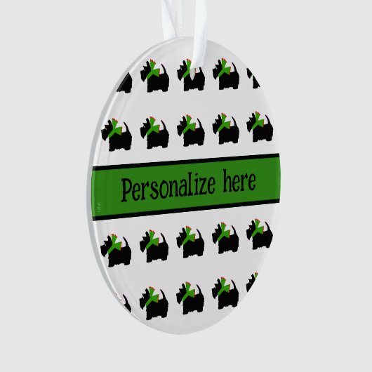 Gepersonaliseerde Plaid Scotty Dog Ornament (voorkant)