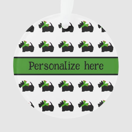 Gepersonaliseerde Plaid Scotty Dog Ornament (voorkant)