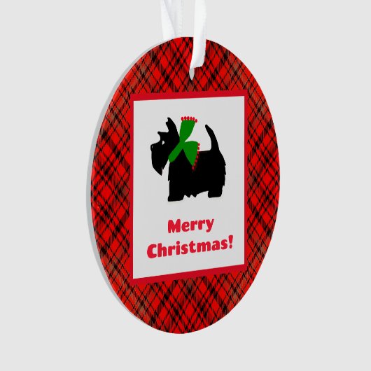 Gepersonaliseerde Plaid Scotty Dog Ornament (voorkant)
