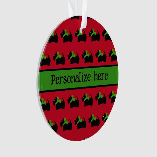 Gepersonaliseerde Plaid Scotty Dog Ornament (voorkant)