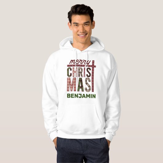 Gepersonaliseerde Plaid Stitch Mannen Funny Custom Hoodie (Voorkant volledig)
