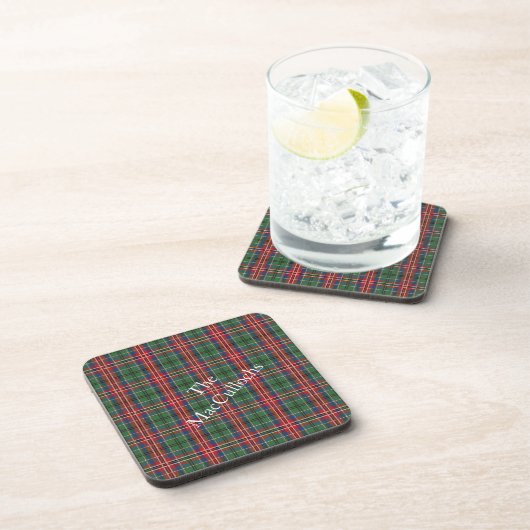 Gepersonaliseerde Plaid Tartan Rustic Bier Onderzetter (Rechterzijde)