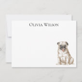 Gepersonaliseerde platte briefkaarten met pug (Voorkant)