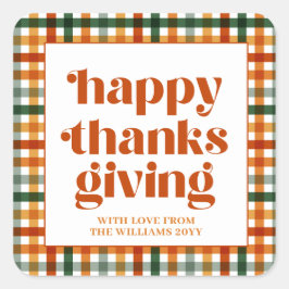 Gepersonaliseerde Play Happy Thanksgiving Gift Lab Vierkante Sticker