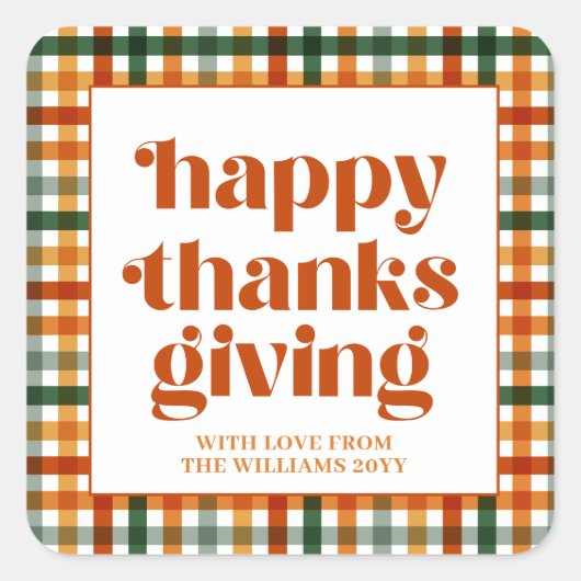 Gepersonaliseerde Play Happy Thanksgiving Gift Lab Vierkante Sticker (Voorkant)
