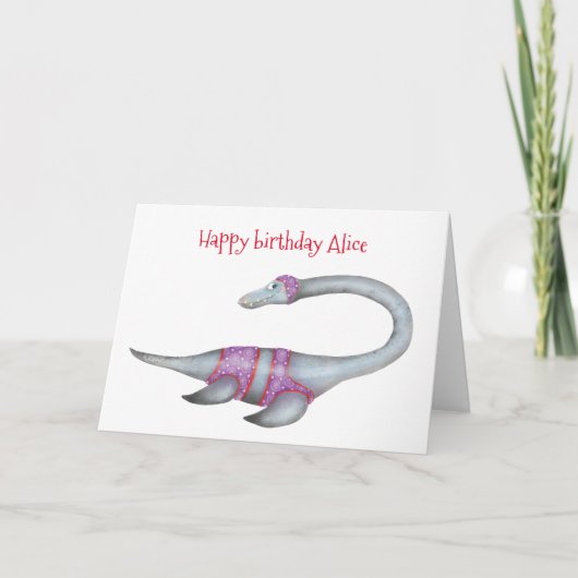 Gepersonaliseerde Plesiosaurus verjaardagskaart Kaart (Voorkant)