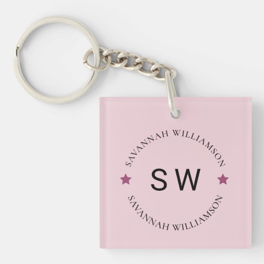 Gepersonaliseerde pluche roze minimalistisch sleutelhanger (voorkant)