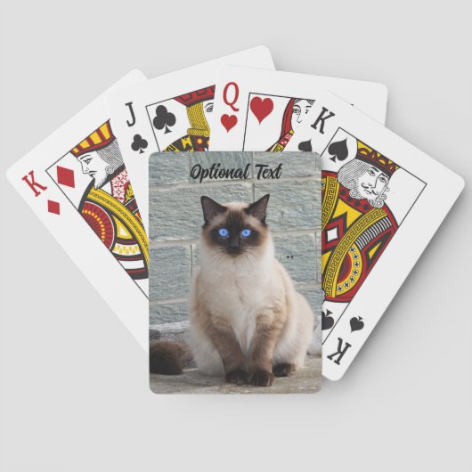 Gepersonaliseerde pluizige kat met blauwe ogen pokerkaarten (Achterkant)