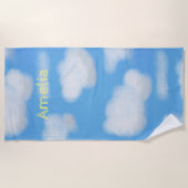 Gepersonaliseerde pluizige witte wolken strandlake strandlaken (Voorkant)