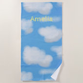 Gepersonaliseerde pluizige witte wolken strandlake strandlaken (Voorkant)